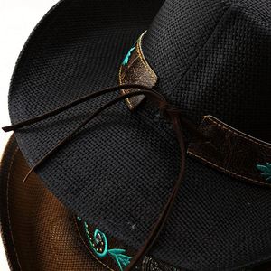 Nuevo Sombrero de Paja de Estilo Étnico para Verano, Sombrero de Vaquero Occidental de Moda, Sombrero de Jazz con Ala Ancha para Hombres y Mujeres, Protección Solar para Viajes y Fiestas - Product Image 5