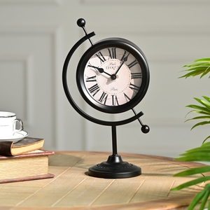 Horloge de bureau vintage industrielle en métal noir personnalisée, style rétro, affichage à aiguilles, mécanique, décoration d'intérieur - Product Image 5