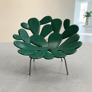 Sillón de Espera con Diseño de Hoja de Cactus Verde, Moderno, para Exteriores, con Asiento de Plástico y Estructura Metálica, para Jardín, Hotel, Villa - Product Image 1