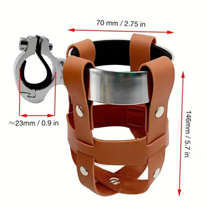 Portabidones de Bicicleta de Carretera de Cuero PU, Soporte de Botella de Agua de Aleación de Aluminio Estilo Vintage, Ligero y Ajustable para Bicicletas de Montaña/Ciudad - Product Image 2