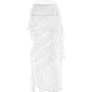 Women's Lace Midi <b>Skirt</b> Solid Color Irregular Hem Breathable Micro <b>Elasticity</b> Summer Fashion Set - Product Image 5