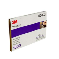 Lembaran Abrasif 3M 02023 5-1/2 in X 9 in 1500 Grit Basah/Kering 401Q  Silikon Karbida Halus untuk Pengamplasan, Penghapusan Cacat Cat, dan Finishing