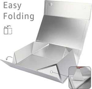 Caja de Regalo Plateada con Cierre Magnético, Cinta, Tarjeta y Relleno de <span class=keywords><strong>Papel</strong></span> Triturado <span class=keywords><strong>para</strong></span> Regalos, Graduaciones, Navidad - Product Image 2