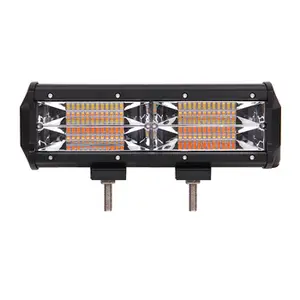Barra de luz LED estroboscópica impermeable de alto brillo, 9 pulgadas, 12V, 144W, color blanco ámbar