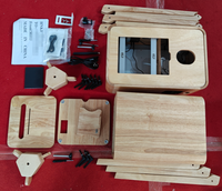 Photomaton de mariage rétro double face amélioré en bois avec support d'imprimante en bois, flash Godox et haut-parleur Marshall