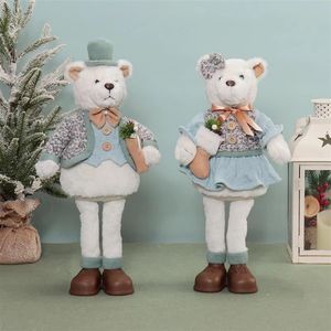 Ours en peluche sur pied aux couleurs festives avec fourrure douce pour la maison, le bureau, l'intérieur et l'extérieur, table d'appoint, table de chevet - Product Image 4