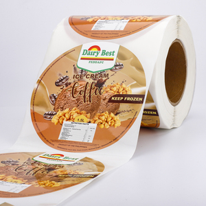 Étiquette personnalisée pour aliments surgelés, rouleau d'autocollants ronds en BOPP imperméable avec logo pour l'emballage des coupes de crème glacée - Product Image 1