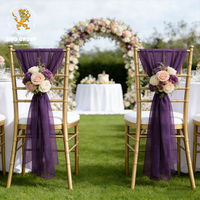 Rubans romantiques en mousseline pour chaises de mariage – Nœuds élégants en ruban long pour la décoration des chaises de banquet, de fête et d'événements