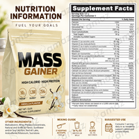 Poudre de gain de masse OEM sous marque privée, formule hyperprotéinée pour la prise de poids, mélange WPC WPI, supplément nutritionnel sportif