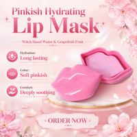 Masque Lèvres Hydratant et Nourrissant en Tissu Wishgan Or & Rose à l'Hamamélis, Pamplemousse et Acide Hyaluronique - Soin Éclaircissant et Hydratant pour la Peau