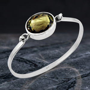 Art Palace - Brazalete de Plata 925 con Bisel de Topacio Ovalado, Joyería Clásica para Mujer - Product Image 1