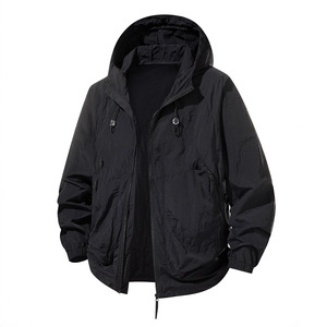 Aoyema <span class=keywords><strong>Veste</strong></span> d'été à fermeture éclair à capuche respirante pour hommes, nouvelle crème solaire personnalisée, ultra-mince, légère et solide, pour l'extérieur, pour vêtements de sport - Product Image 5