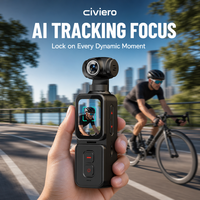 Caméra d'action numérique sportive WiFi avec suivi automatique du visage, mini caméra ultra HD 5K de la taille d'un pouce avec objectif rotatif à 270 degrés pour Vlog
