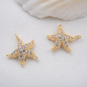 Nouveau collier pendentif étoile de mer plaqué or 18 carats en alliage de cuivre pour femmes pour la fabrication de colliers - Product Image 1