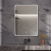 Miroir de salle de bain LED rectangulaire moderne, éclairé, anti-buée, à intensité variable, design personnalisable pour usage hôtelier, décoration de salle de bain
