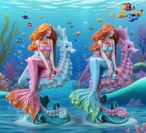 Personalizable creativo resina caballito de mar sirena artesanías acuario ornamento Animal marino modelo hogar paisajismo decoración regalo - Product Image 1