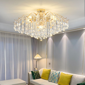 Lustre en cristal français de luxe et atmosphérique Villa plafonnier Style crème minimaliste chambre Restaurant salon - Product Image 2