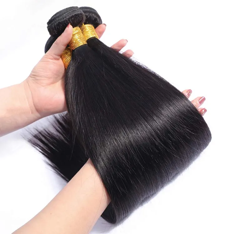 BEHAIR 100% Unprocessed Virgin Brazilian Human Hair Weaving Bundles Machine Double Weft Cuticle Aligned Straight Hair Extensions