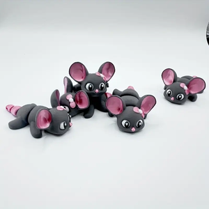 Souris mignonne imprimée en 3D avec articulations mobiles pour la décoration créative de bureau et de chambre, dinosaures et animaux intéressants - Product Image 3