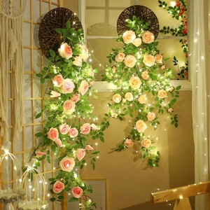 Guirlandes de roses artificielles en soie, bouquet suspendu, décoration murale, arrangement floral pour salon intérieur - Product Image 1