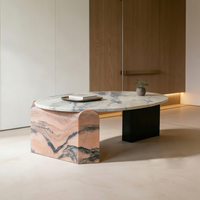 Table basse ronde en marbre blanc de style moderne et luxueux pour salon, villa, hôtel, décoration