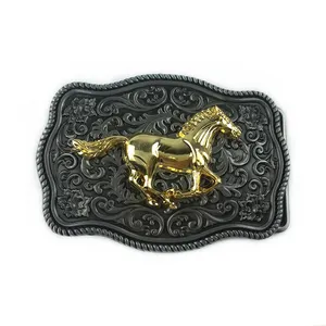 Bronze de aço inoxidável para homens, fivela de metal personalizada e personalizada, logotipo de cowboy ocidental para homens