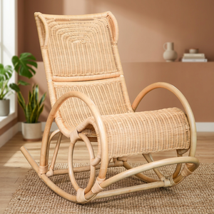 Rocking <b>Chair</b> Wooden Relaxing Seat Garden <b>Chair</b> Hotel <b>Chair</b> Made of Rattan Cane Minimalist Design Apartment Villa Use Indonesia - Product Image 2