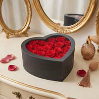Boîte à fleurs en forme de cœur de qualité supérieure avec couvercle transparent, tailles imbriquées, boîte cadeau rigide, emballage cadeau floral personnalisé en papier