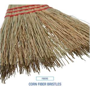 Balai de nettoyage de hall Boardwalk 39 pouces en fibre de maïs rouge avec poils en métal et en PET, manche en plastique, longueur totale 120 cm - Product Image 2