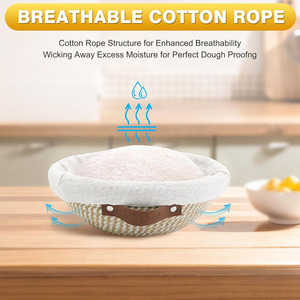 Cesto di prova del pane in corda di cotone include cesti di pane ovale e rotondi fatti a mano con fodera e copertura - Product Image 6