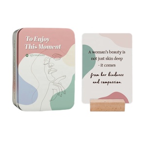 Anpassbare tägliche Bestätigung karte für Frauen Selbstpflege Positiver achtsamer Stand Holzkiste Gedrucktes Logo Mental Health Paper Deck - Product Image 6
