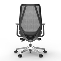 Chaise de bureau ergonomique moderne à hauteur réglable pivotante avec cadre en nylon noir à double courbe en S, dossier entièrement en maille
