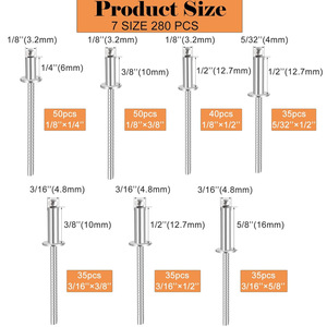 Aluminum Blind Rivets 280Pcs 3/16 In Diameter Open Type Flat Round Head Rivet Set For Metal Joining - Product Image 2