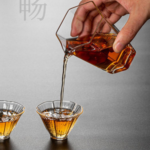 Transparent Glass Hexagonal Fairness <b>Cup</b> <b>Tea</b> <b>Set</b> With Plum Blossom Teacups For Kung Fu <b>Tea</b> Serving - Product Image 3