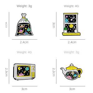 เข็มกลัดโลหะเคลือบรูปดาวเข็มกลัดแฟชั่นโลหะรูปการ์ตูนจักรวาลกาน้ำชา - Product Image 6