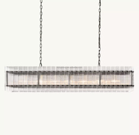 Lustre de restaurant de luxe américain, style minimaliste, pour salon, rectangulaire, en verre cristal