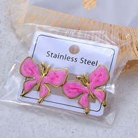 Boucles d'oreilles clous papillon en émail plaqué or 18 carats en acier inoxydable pour femme, bijoux fantaisie géométriques irréguliers haut de gamme, vente en gros, cadeau