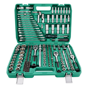 216-Piece Chrome Vanadium Steel <b>Ratchet</b> Wrench Set 1/2 In <b>Socket</b> Tool Kit For Auto And Mechanical Repair Green Case - Product Image 1