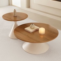 Ensemble Moderne de Tables Basses et d'Appoint Rondes en Bois Massif et Fer Forgé, Canapé Durable pour Salon