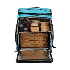 Logo personalizzato blu telone isolato zaino impermeabile con chiusura a cerniera grande capacità per la consegna di cibo e uso di biciclette - Product Image 6