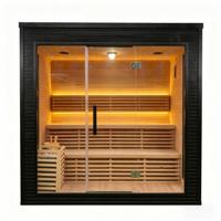 Sauna extérieur professionnel Alphas avec chauffage électrique 6 kW, sièges double couche, contrôle intelligent pour villas et complexes hôteliers (vente en gros)