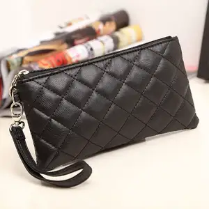 for Women with Hand Strap Lady Phone Bag Plaid Woman 2023 New Style Hot Selling Diamond Lattice Stripe Long Section Wallet