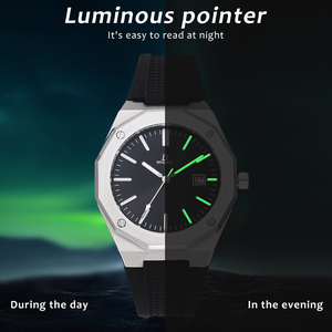 Montre mécanique automatique <span class=keywords><strong>Roy</strong></span> Bear avec aiguilles en verre, boîtier en acier inoxydable, étanche 5 ATM, bracelet en cuir, phase de lune personnalisée, unisexe - Product Image 2