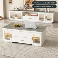 Table basse multifonctionnelle 2-en-1 pliable et mobile, table à manger polyvalente moderne avec plateau en verre, convertible pour salon