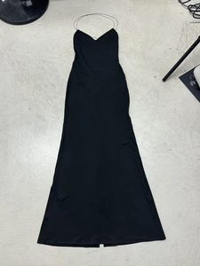 Nuevo Vestido Formal Negro Maxi Estilo Sirena con Espalda Descubierta, Detalle Vertical, Ajuste en la Cintura y Abertura, Estilo Bodycon, Inspirado en la Moda Americana - Product Image 6