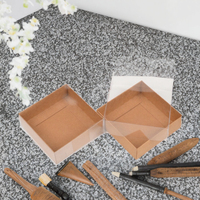 Boîte cadeau en papier kraft recyclable avec couvercle transparent pour bougies, portefeuilles, Noël, gâteaux, bonbons, fêtes, bricolage, carton