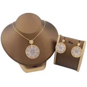 Fashion jewellery very high quality wedding jewelry sets for necklace earrings 2pcs set plated gold zircon women jewelry