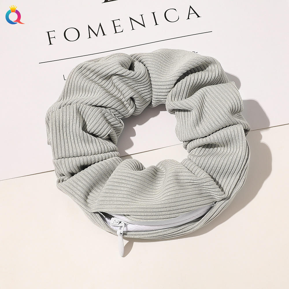 ผูกผมซิปลาย-สีเทา