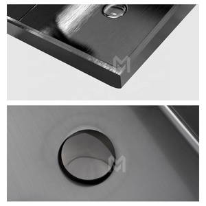 Fregadero de baño de acero inoxidable, artículos sanitarios modernos, construcción de baño, fregadero negro para Baño - Product Image 6