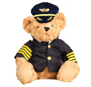高品质毛绒飞行员泰迪熊娃娃玩具定制毛绒队长泰迪熊玩具最佳可爱飞行员泰迪熊儿童礼物